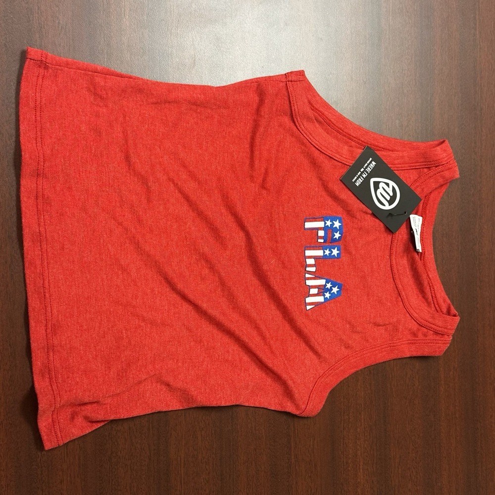 Where I'm From Crop Tank Top Florida Womens Size M Red USA Beach Summer NWT $30